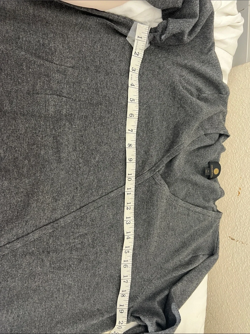JM Collection Charcoal Gray V-Neck Sweater with Diagonal Overlay